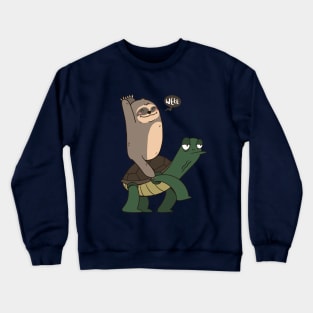 Cute Happy Sloth on Turtle Taxi Crewneck Sweatshirt